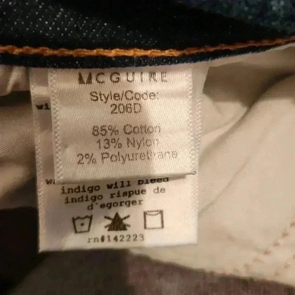 McGuire | Medium Distressed Denim Tuxedo Stripe Jeans Sz 27 - Picture 4 of 5